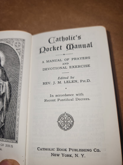 Vintage Catholic's Pocket Manual  Devotional Exercise Prayers Rev. J. M. Helen 1942 vb5