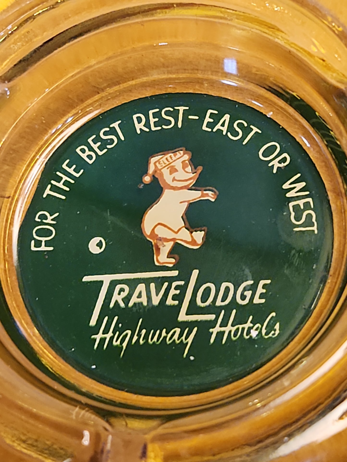 Vintage Ashtray Travel Lodge Highway Hotels A Lighter Amber at5