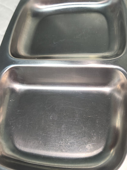 Vintage Stainless relish tray flower handles Scandicrafts Cuisine Internationale 18-8 Japan ss129