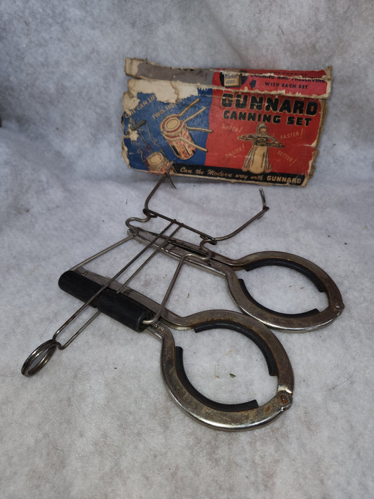 Vintage Gunnard Canning Set with box jar holder jat opener and Jar lifter kit793