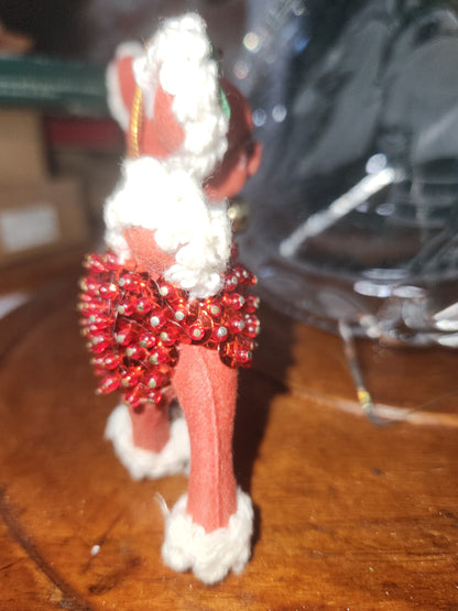 2 Vintage flocked push pin reindeer ornaments  3.5" chr120