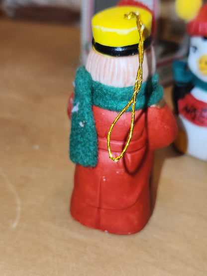 Vintage 3 Giftco Holly Bells and 1 BOA Ring-a-Lings Porcelain Bell Ornaments Set of 4