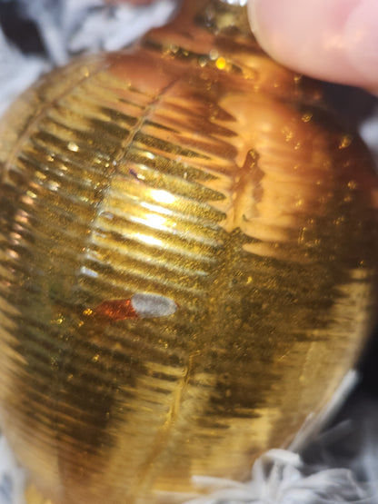 Vintage Shiny Brite Glass Chinese Lantern Ornament Gold Christmas Ornament vo30