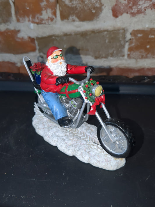 Christmas Limited Edition Rebel Without A Claus motorcycle Figurine "Holly Jolly Biker" by Hamilton r2