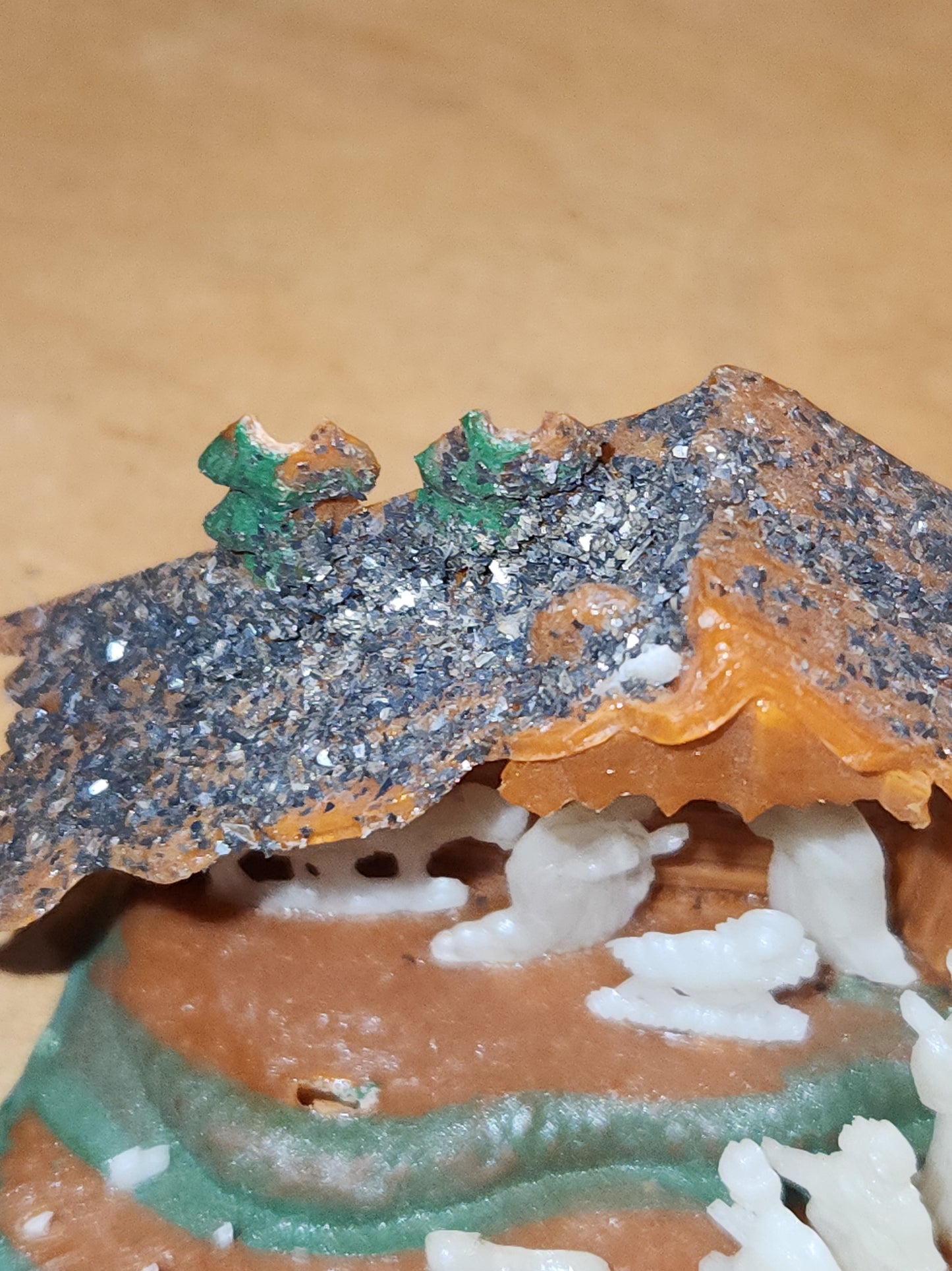 Vintage Set of Two miniature Plastic Celluloid Nativity Ornaments Made in Hong Kong Mica n11