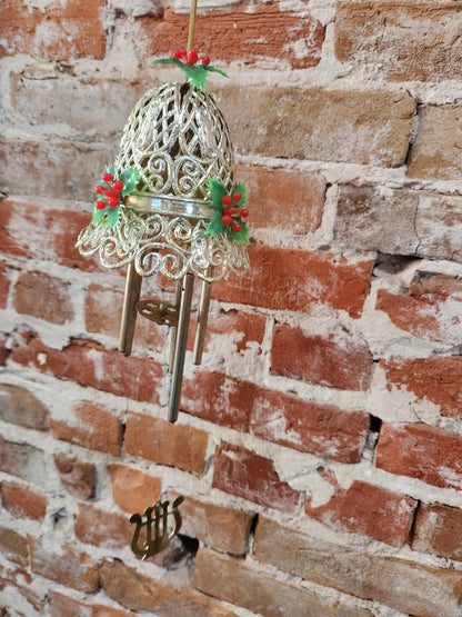Vintage plastic filigree bell windchime Christmas 0204
