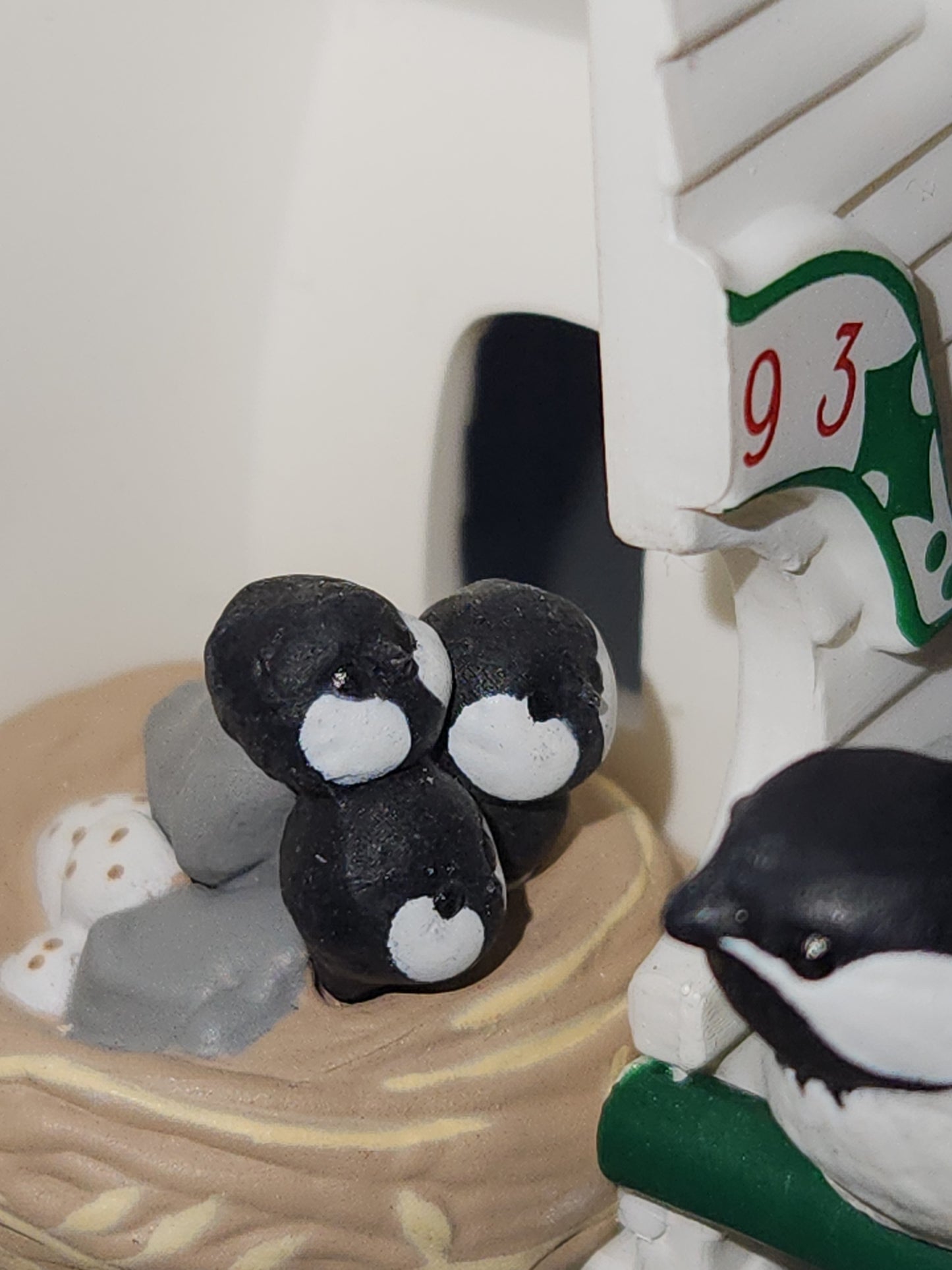 Three Vintage Hallmark Keepsake Ornaments 1986 Treetop Trio  1993 Peep Inside Birdhouse  1992 Egg Nog Nest