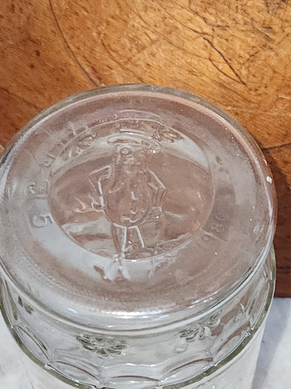 Vintage Anchor Hocking Planters Mr. Peanut Clear Glass Jar With Lid 1980s jr6