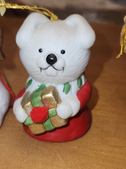 Vintage Jasco L'll Chimmers Ornament Bell Dogs and Angel set of 3