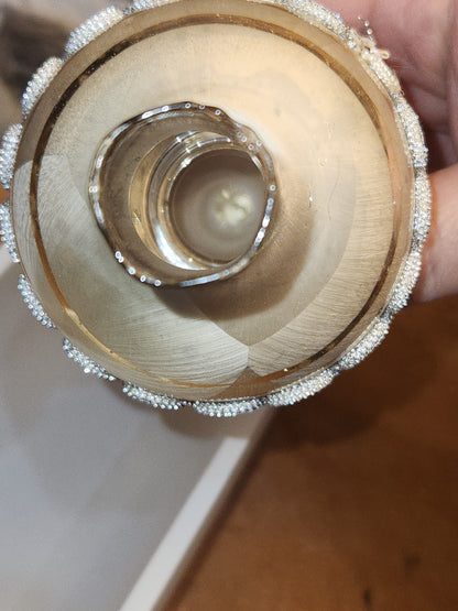 Vintage Rauch Hand Blown Mercury Glass Tree Topper White Gold Glass with Box Box tt11