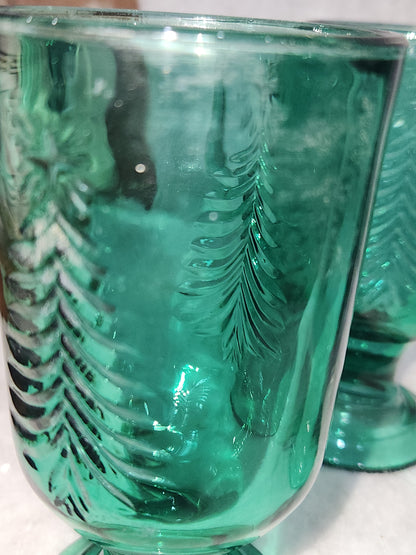 Vintage Indiana Glass Evergreen Tree Holiday Classic Footed Mug Set of 3 - 7oz mug5