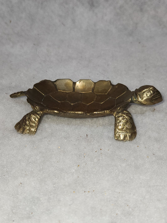 Vintage Solid Brass turtle trinket dish br120