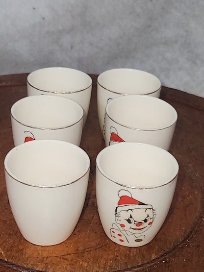 Vintage National Potteries Co. Porcelain Clown Shot Glasses set of 6 - Japan cu78