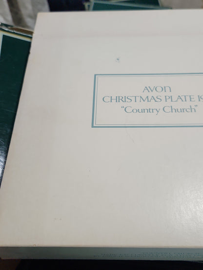 Vintage Avon Christmas 1974 Country Church Plate Original Box. Enoch Wedgewood England