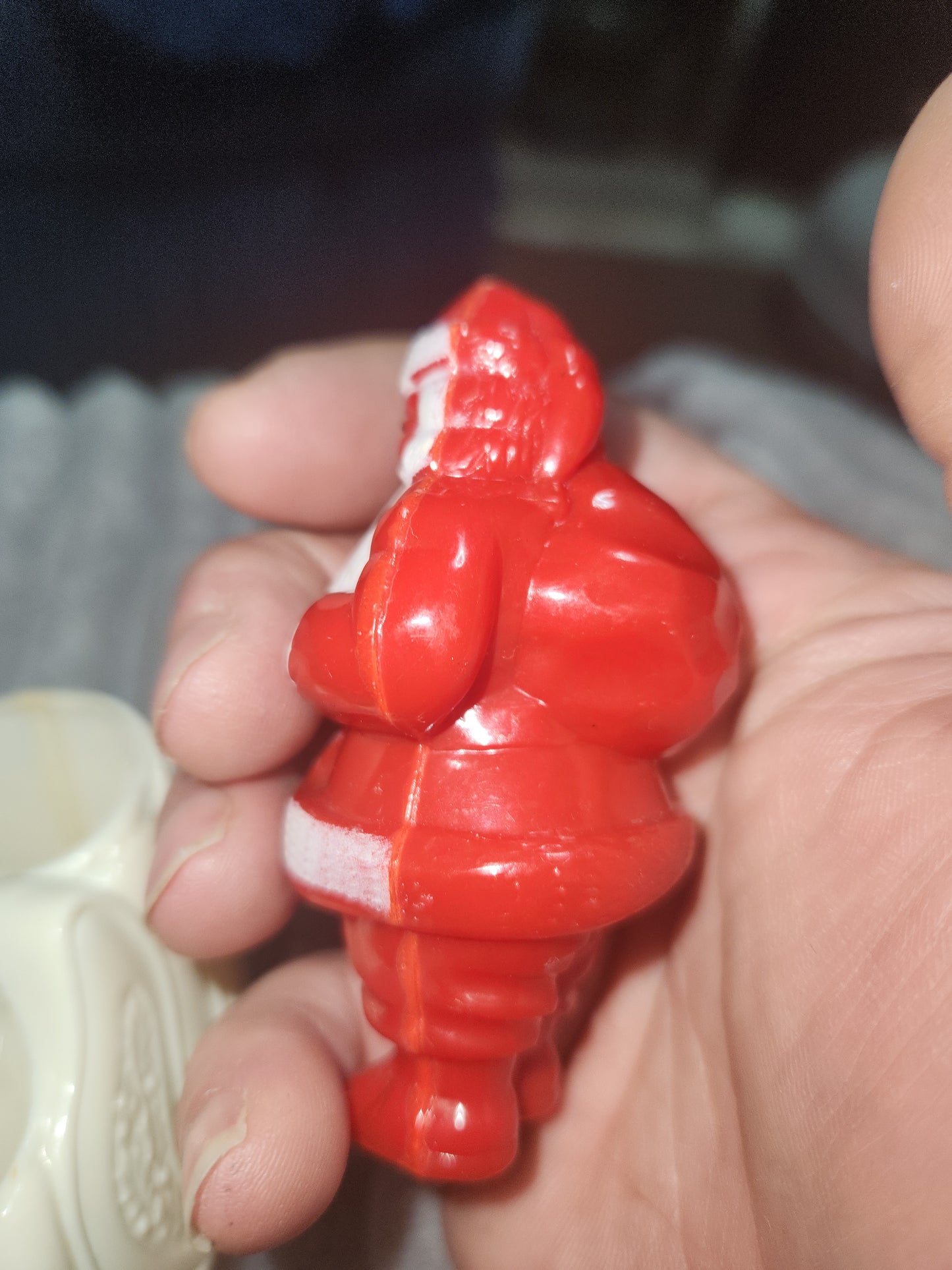 Vintage Rosbro Red Santa in Sleigh Plastic Candy Holder 1950's MCM