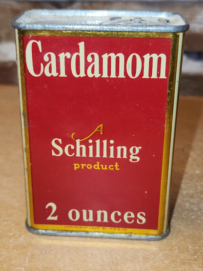 Vintage Schilling Spice Tin Cardamom Mostly Empty 2 Ounces Schilling Spice & Co. SAN Francisco t669