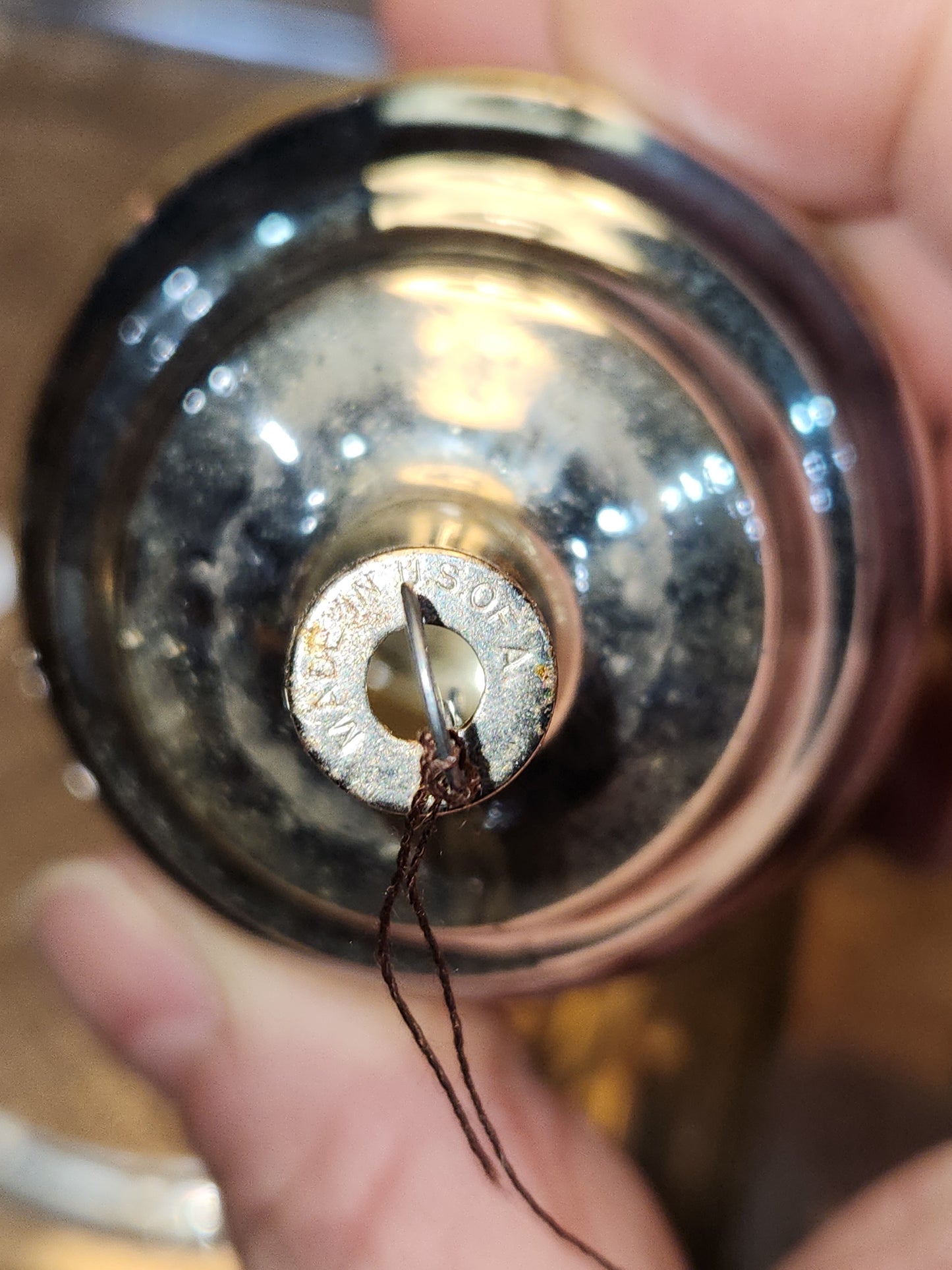 Vintage Glass Wine Keg or Satellite Flat-Bottom Ornament Blue, Yellow, Pink Likely Shiny Brite Made In USofA AS IS O3