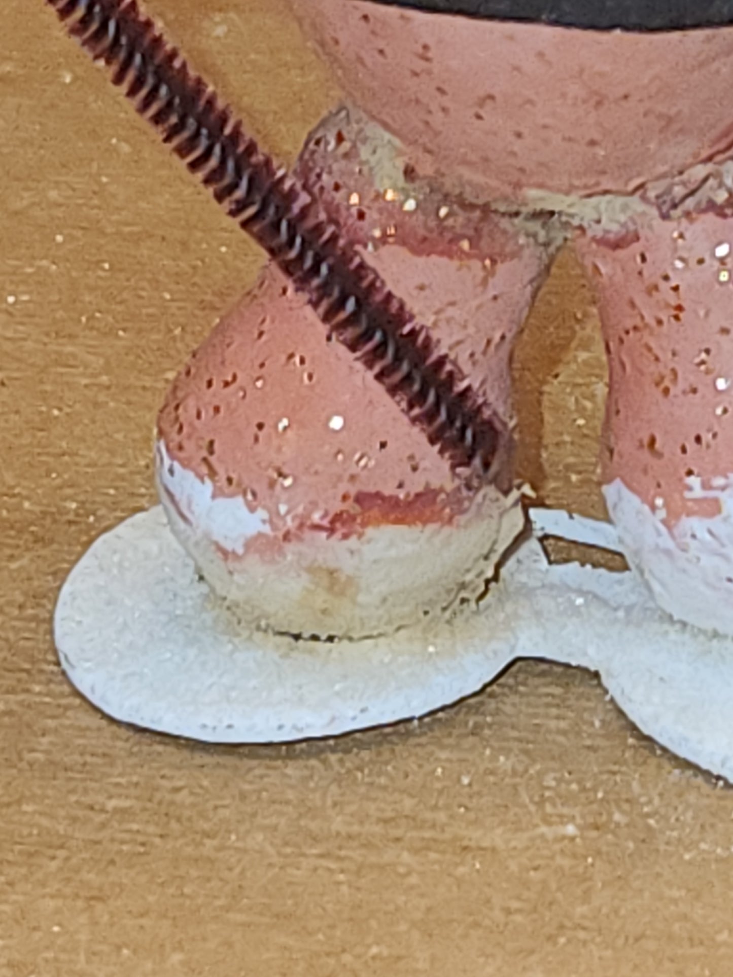 Vintage Putz Style Santa Claus Cardboard Mica Glitter Chenille Pipe Cleaner Figure sc33