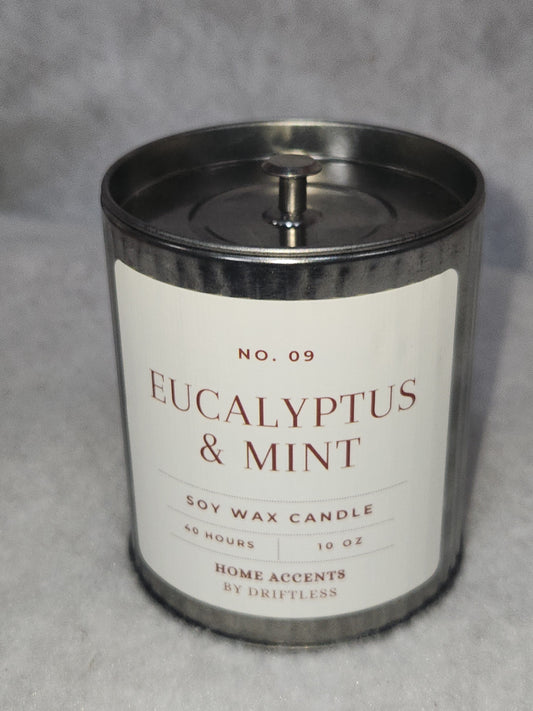 Home Accents Soy Wax Candle 10 oz Eucalyptus & Mint emc