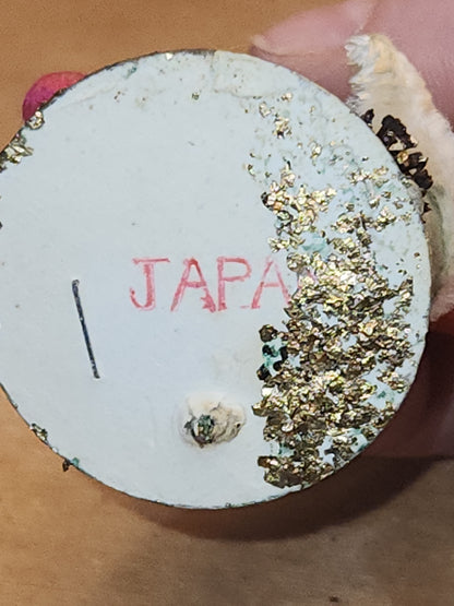 Vintage Spun Cotton Dwarf or Elf with Chinelle Bottle Brush Tree Pinecone and Mushroom Japan elf11