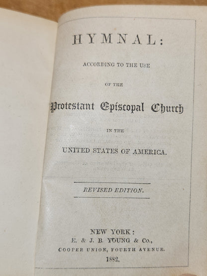 Antique Hymnal Protestant Episcopal Church E & JB YOUNG 1882 Inscribed 1884 ab1