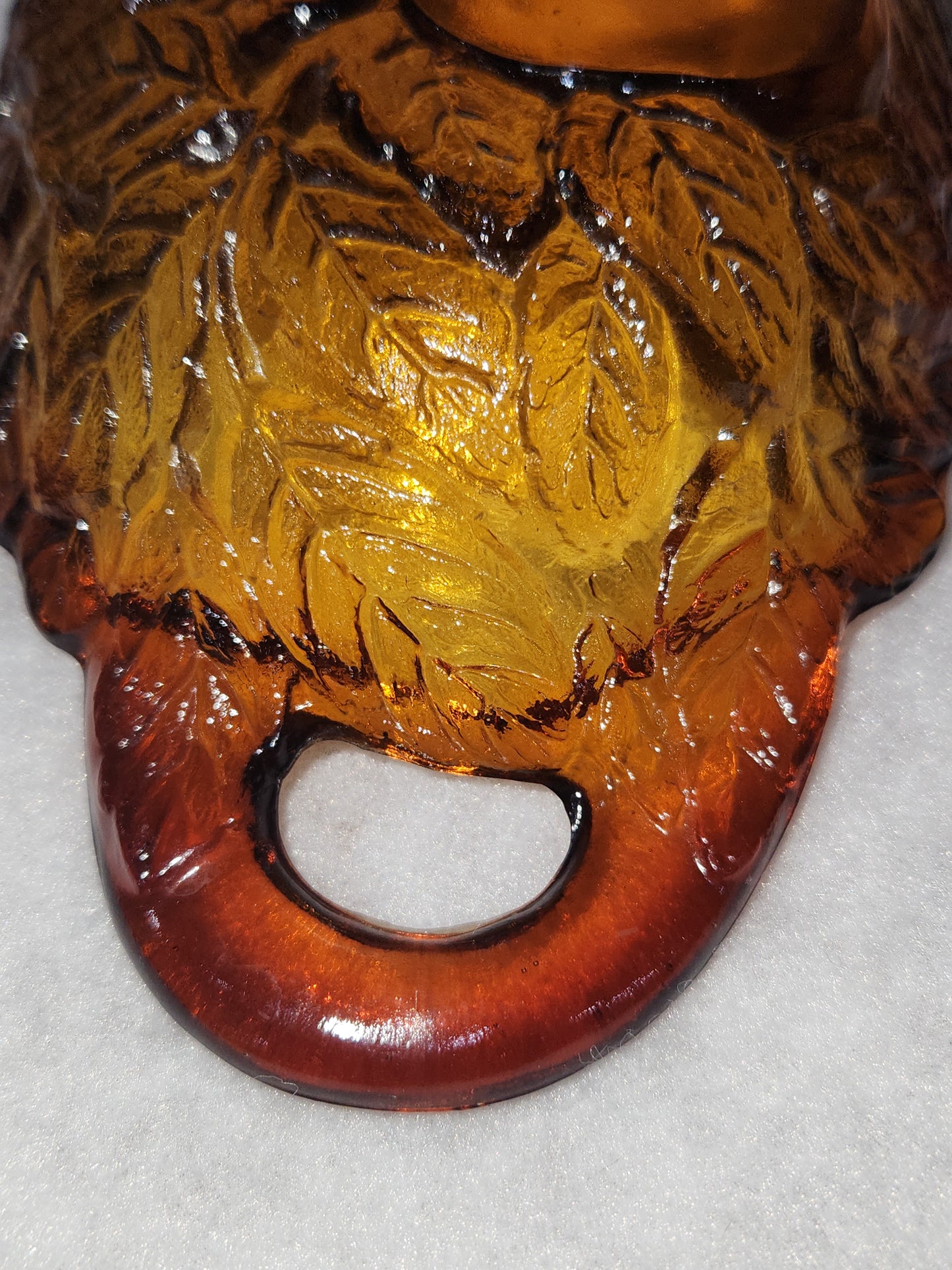 Vintage Oblong Amber Glass Pear & Leaves Serving Dish
