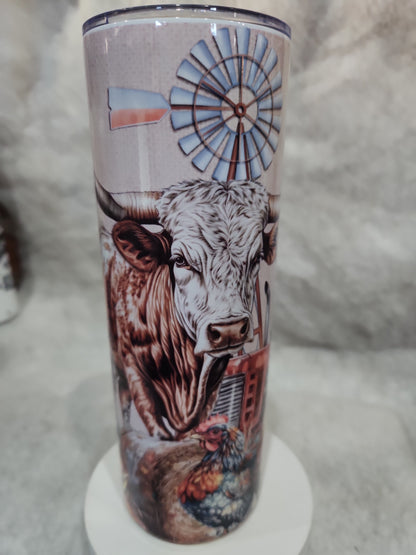 20 Oz Stainless Steel Insulated Tumbler Rancher, Horse, Cow, Chicken, Tractor imperfect tr5