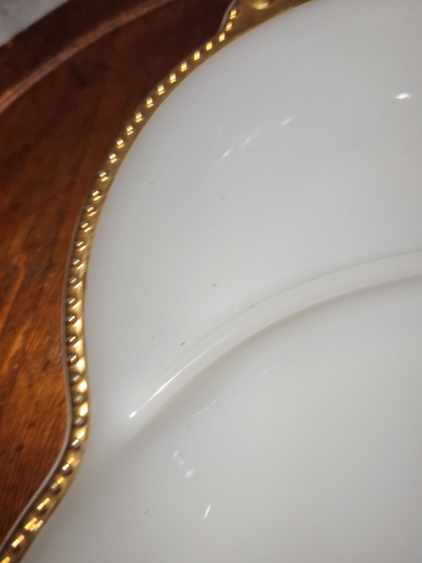 Vintage Fire King Oven Ware Milk Glass tray with 3 sections and gold trim. Mg77