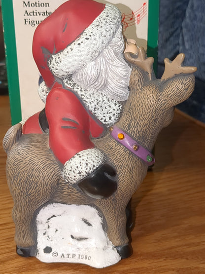 Motion Activated Season's Greeters Santa and Reindeer Figurine. s516