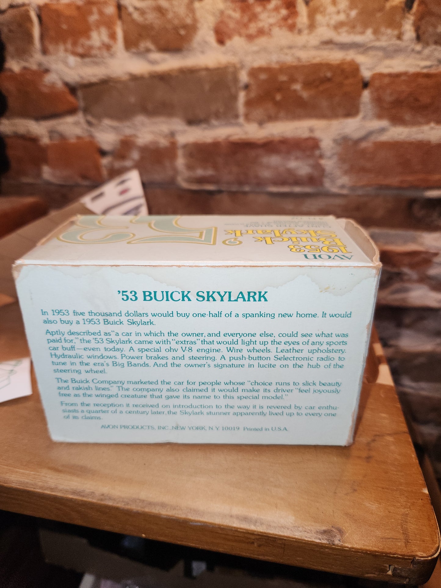 Vintage Avon 1953 Buick Skylark Clint After Shave With Unused Stickers and Original Box av489