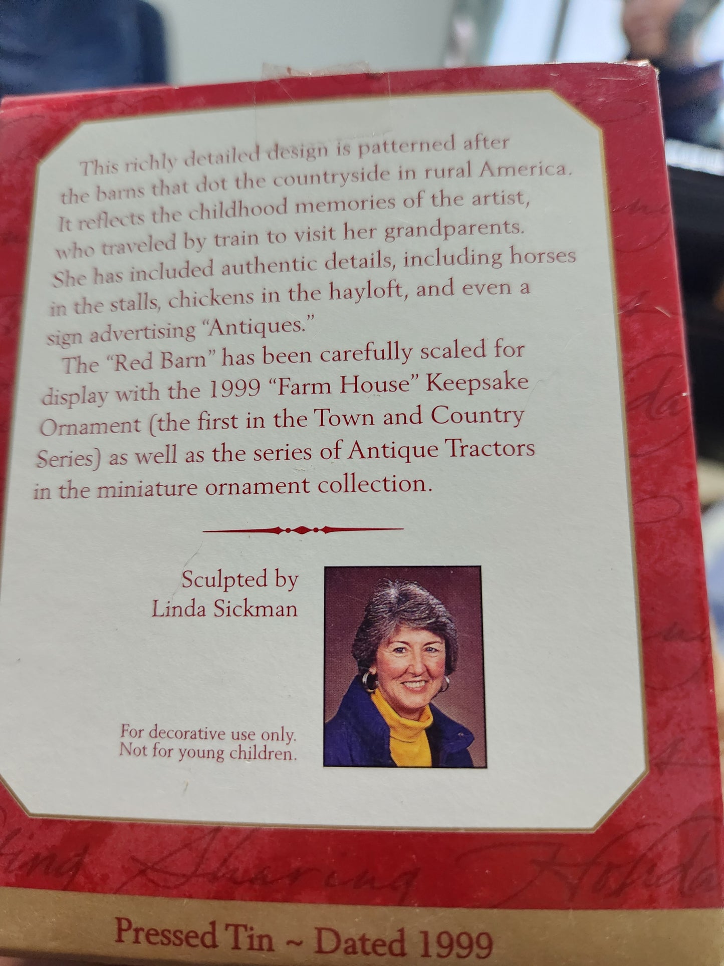 Red Barn Hallmark Ornament 1999 Complimentary to Town and Country Series t&c2