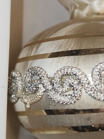 Vintage Rauch Hand Blown Mercury Glass Tree Topper White Gold Glass with Box Box tt11