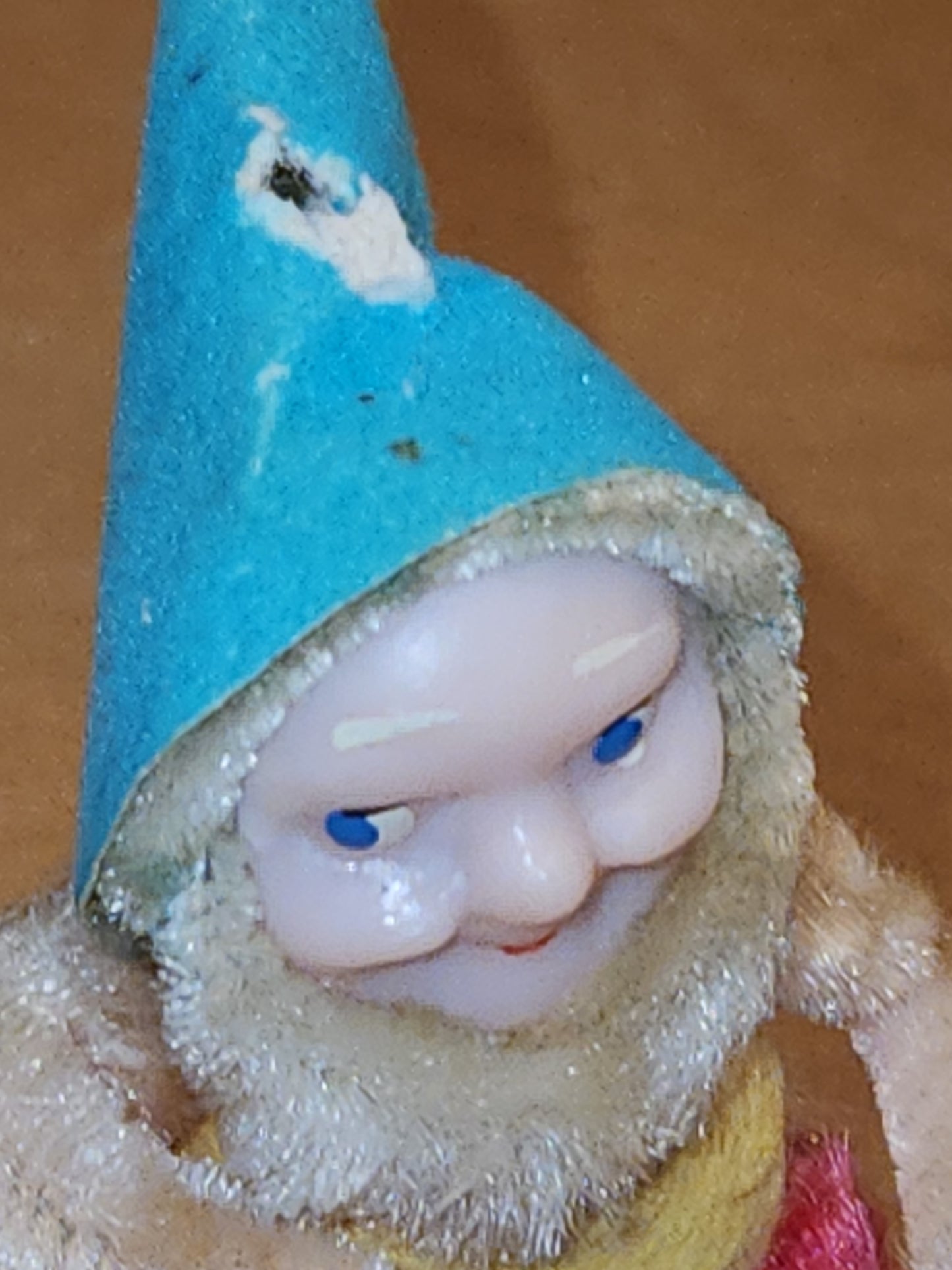 Vintage Spun Cotton Dwarf or Elf with Stockings Chinelle Pinecone and Mushroom Japan elf2