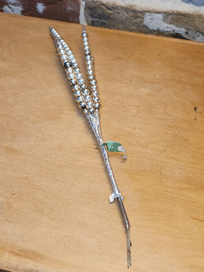 Vintage Mercury Glass Bead Picks Silver Green Beads with Spikes Stems Picks