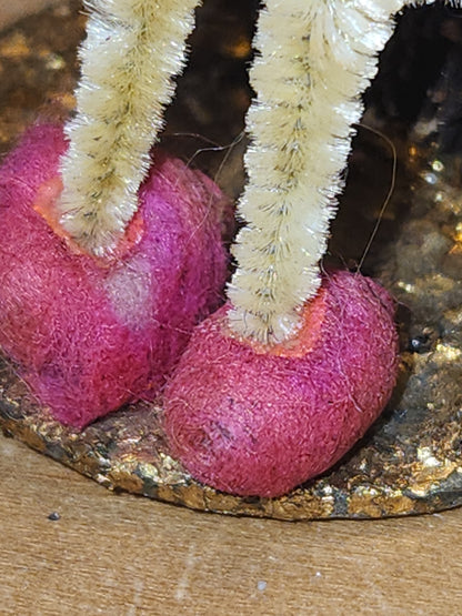 Vintage Spun Cotton Dwarf or Elf with Chinelle Bottle Brush Tree Pinecone and Mushroom Japan elf11