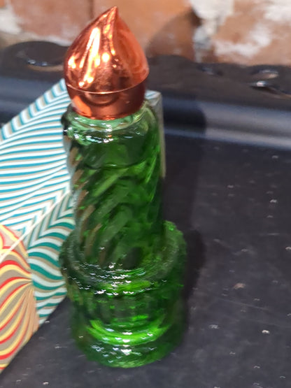 Vintage Avon glass Christmas candle Topaze cologne with Original Box 90% full av366