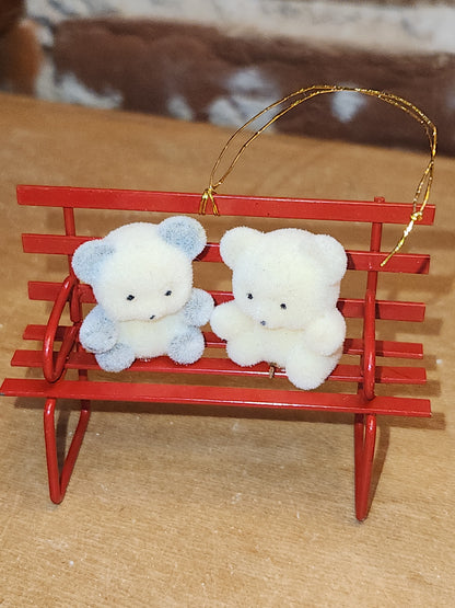 Vintage Avon Bear Ornaments Two Benches One Horn One Trumpet As IS No box