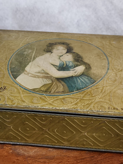 Vintage Whitman's Chocolate Tin box with Image Madame LeBron Tindeco 2 lbs 5 oz EMPTY tin503
