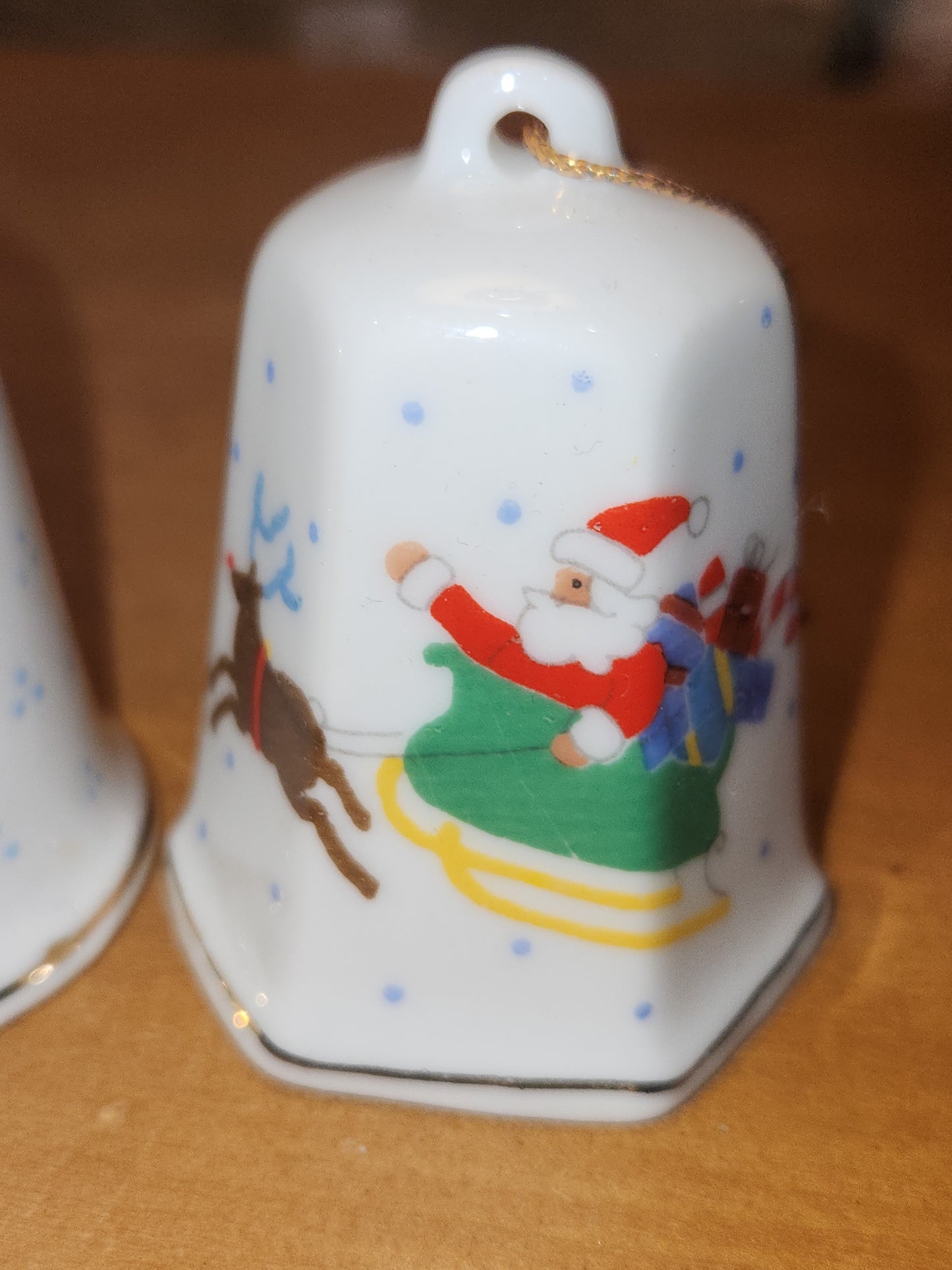 Vintage Lillian Vernon 1984 Partridge In a Pear Tree and 1986 Santa Sleigh Reindeer Christmas Ornament bell bell56