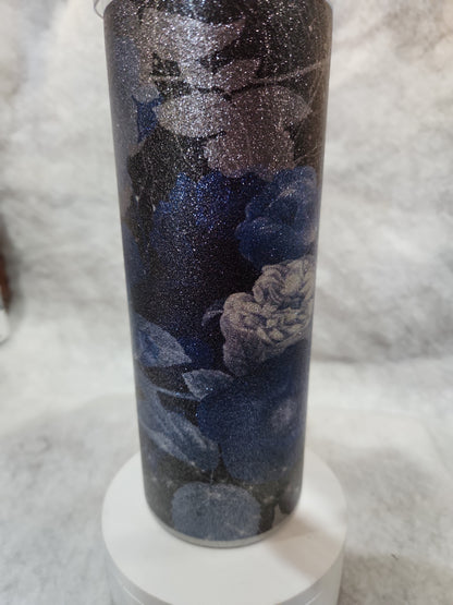 25 Oz Stainless Steel, Insulated, Glitter Flower Tumbler tgf7
