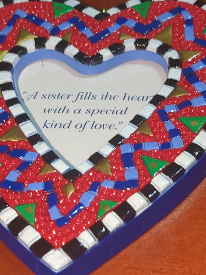 2001 Christmas Hallmark Keepsake Ornament "SISTERS" Heart Photo Holder ho498