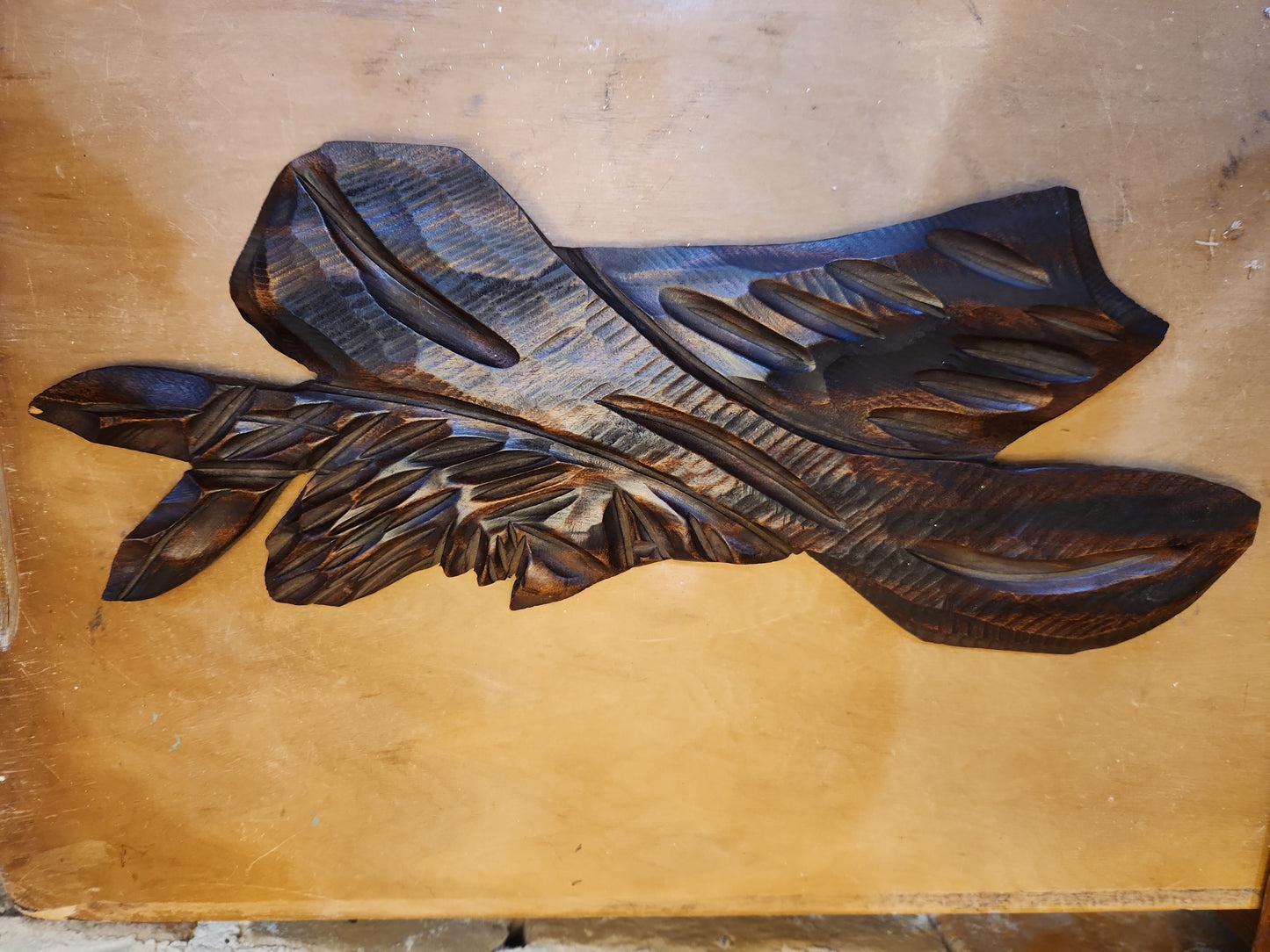 Vintage Brazilian Folkart Decorative Wooden Wall Sculpture Carving Yara Folclore Made in Brazil wh1