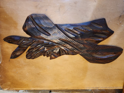 Vintage Brazilian Folkart Decorative Wooden Wall Sculpture Carving Yara Folclore Made in Brazil wh1