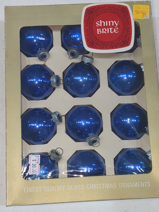 box of shiny brite bright royal blue ornament 1 1/2" bo7
