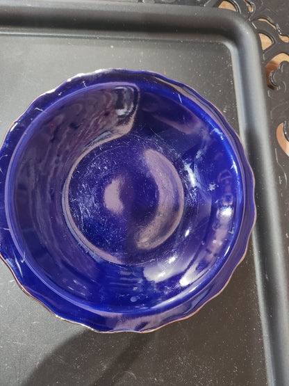 Porcelain Small Pitcher Bowl Set Taiwan Blue Floral Gold Trim Accent pit23