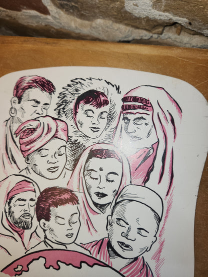 Vintage Advertising Hand Fan & Envelope Bringing Christ To The Nations Lutheran Hour St Louis 10, MO AS IS af4