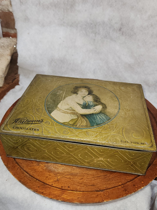 Vintage Whitman's Chocolate Tin box with Image Madame LeBron Tindeco 2 lbs 5 oz EMPTY tin503