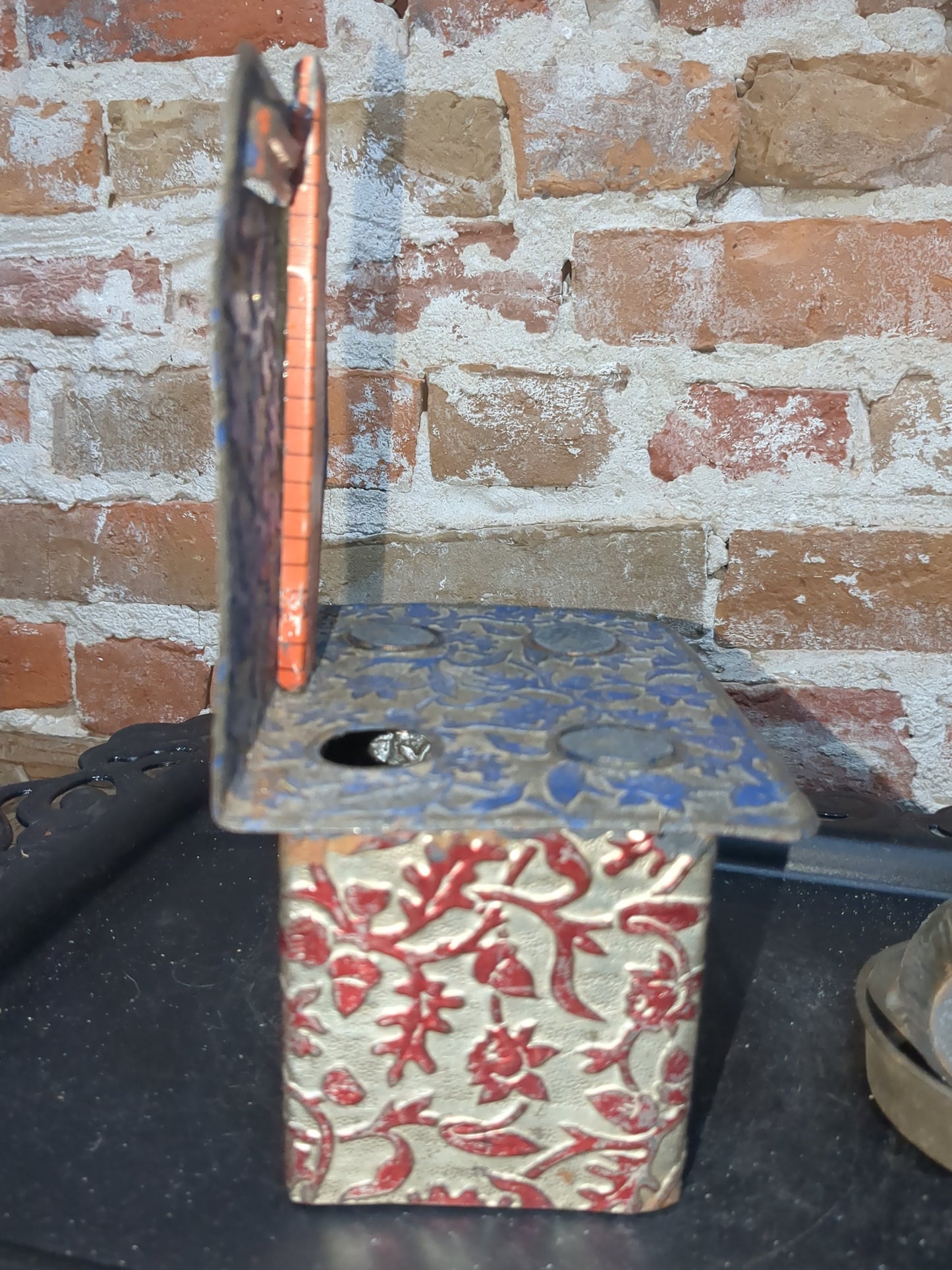 Antique German embossed wood stove with pans. Kid67