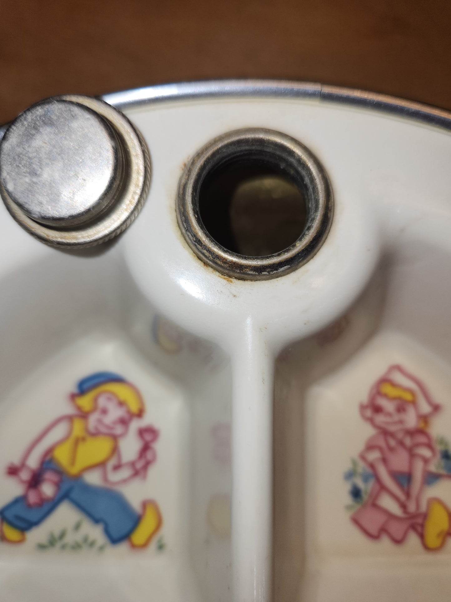 Vintage Excello Baby Food Warming Divided Dish pl54