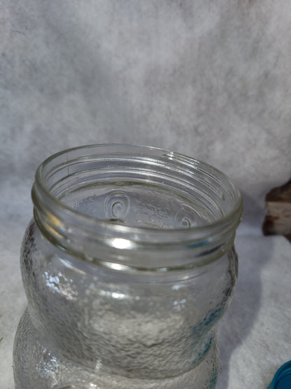 Vintage 1990 Skippy Peanut Butter- Beaver Glass Jar Bank- 100th Anniversary turquoise lid skj1